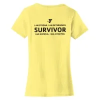 Ladies Soft Ring Spun 100% Cotton Tee - front/back - (Left Chest Y Logo)  I Am Strong-LiveStrong - Back